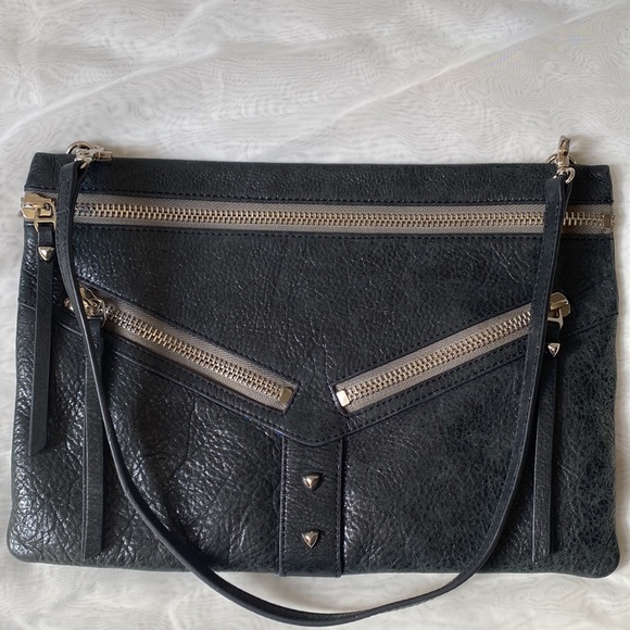 Botkier leather purse black zip textured shoulder bag - Picture 3 of 9
